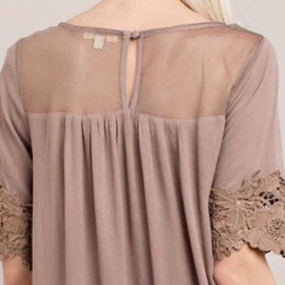 Mocha Lace Detail Dress - Picture 5 of 5